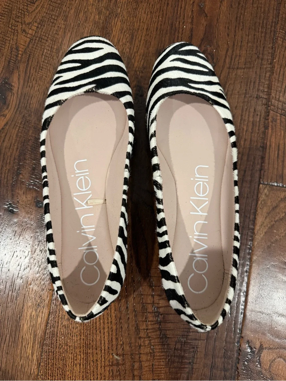 Calvin Klein Zebra-Print Ballet Flats - Black & White